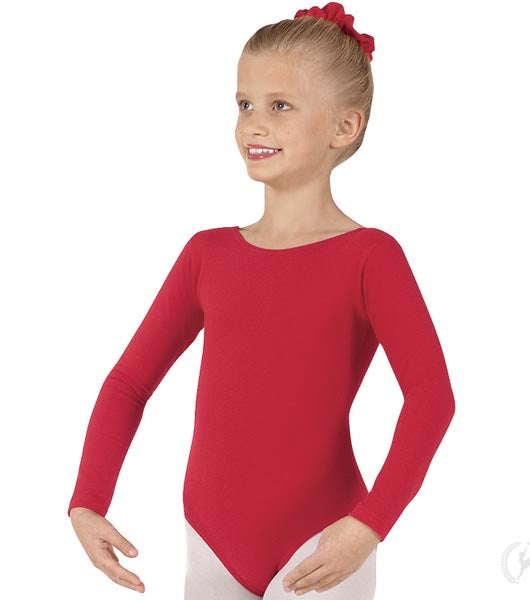 Eurotard 44265C Girls Microfiber Long Sleeve Leotard Red